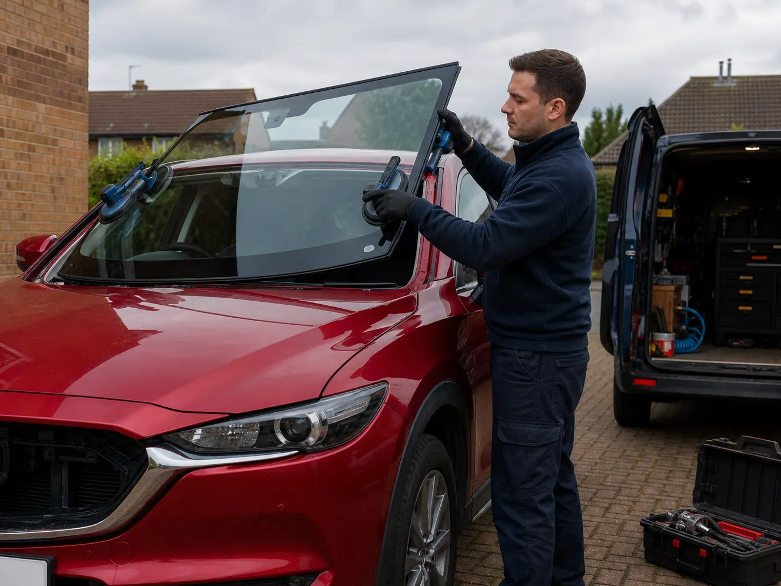 A mobile windscreen technician providing vehicle-glass service in the West Derby area of Liverpool.